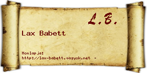Lax Babett névjegykártya